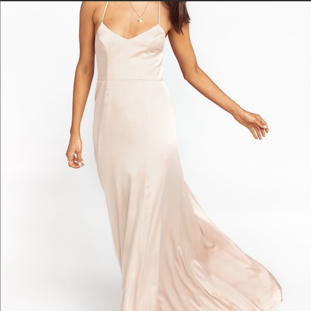 Show me your Mumu champagne lux satin dress